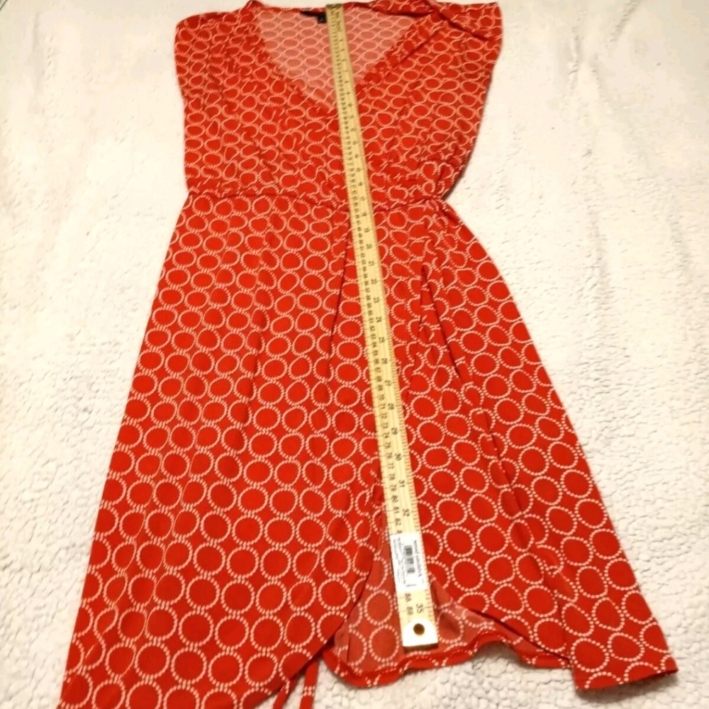Banana Republic Women Orange Small Wrap Dress Geometric Print Knee Length - Picture 9 of 9